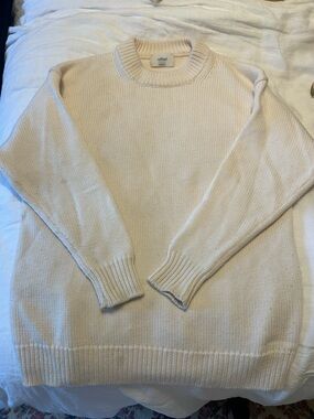 Aritzia Wilfred Cream Merino wool Knit Crewneck Sweater